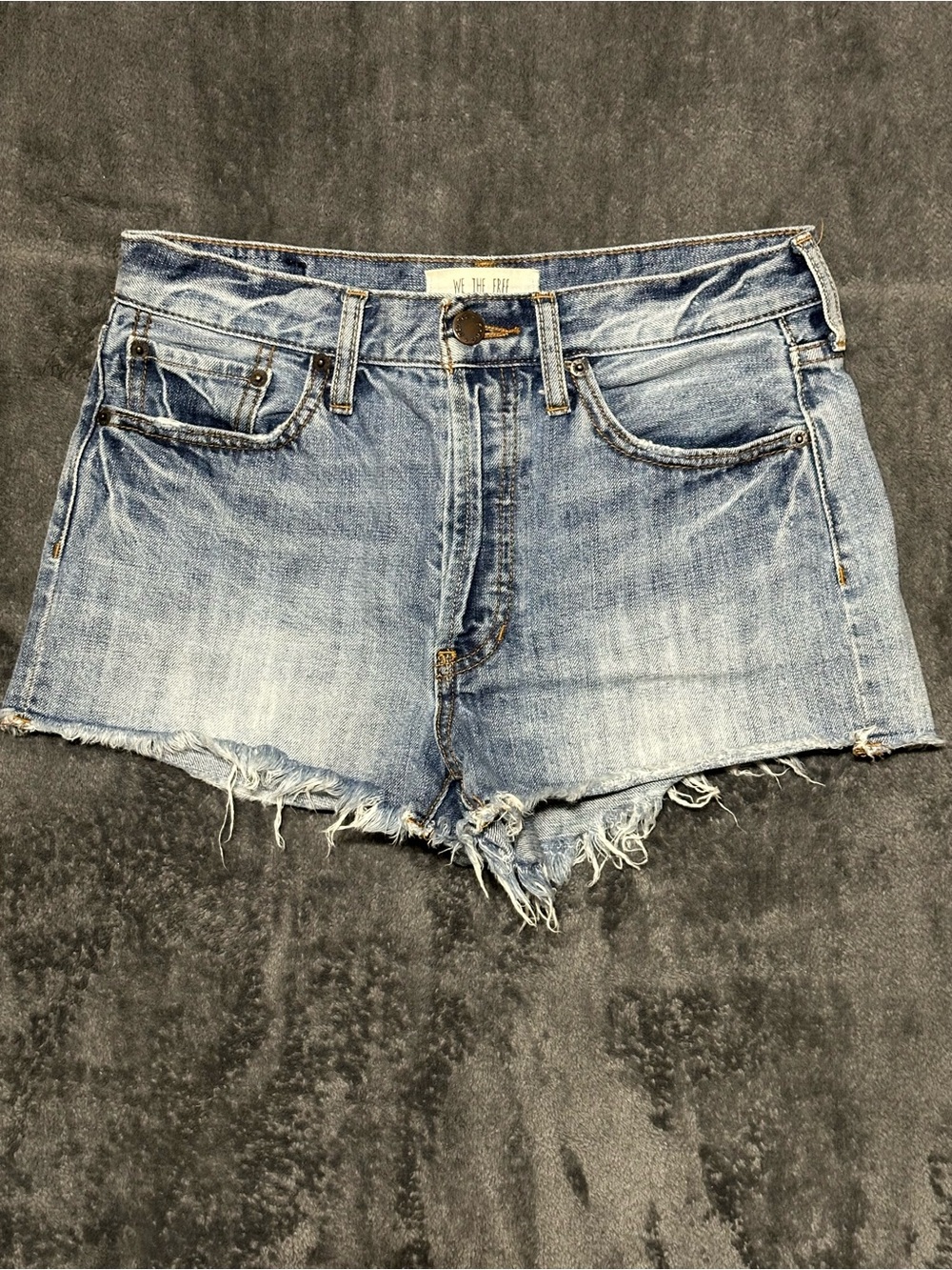 We The Free Distressed Light Blue Denim Cutoff Shorts